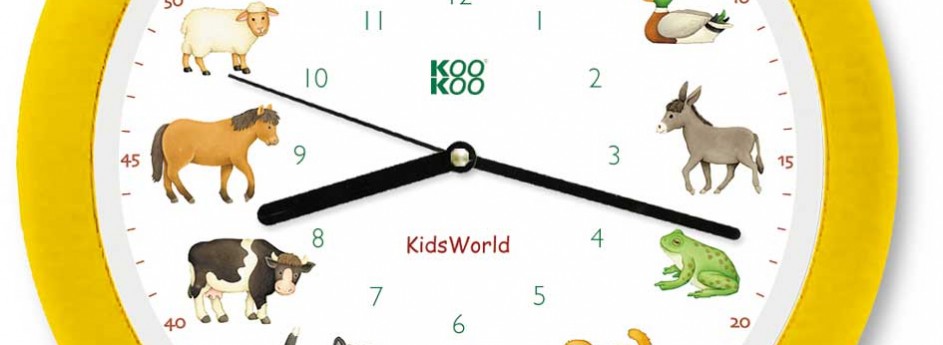 Kinderuhr KidsWorld – heimische Tiere in Gelb